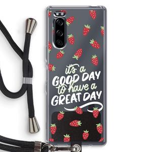 CaseCompany Don't forget to have a great day: Sony Xperia 5 Transparant Hoesje met koord