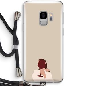 CaseCompany I drink wine: Samsung Galaxy S9 Transparant Hoesje met koord