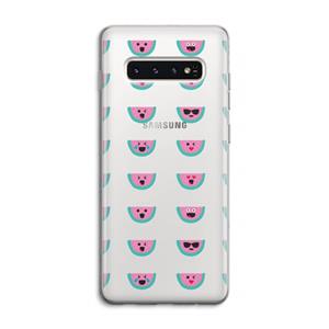 CaseCompany Smiley watermeloenprint: Samsung Galaxy S10 4G Transparant Hoesje
