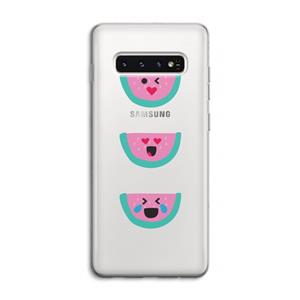 CaseCompany Smiley watermeloen: Samsung Galaxy S10 4G Transparant Hoesje