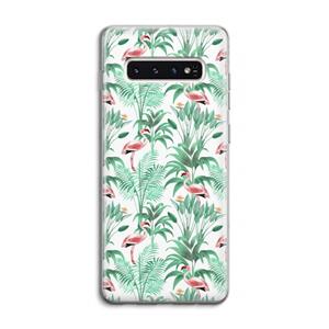 CaseCompany Flamingo bladeren: Samsung Galaxy S10 4G Transparant Hoesje