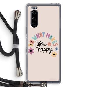 CaseCompany Happy days: Sony Xperia 5 Transparant Hoesje met koord