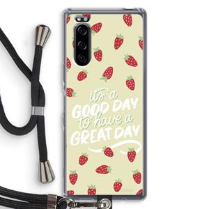 CaseCompany Don't forget to have a great day: Sony Xperia 5 Transparant Hoesje met koord