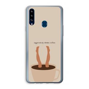 CaseCompany Aggressively drinks coffee: Samsung Galaxy A20s Transparant Hoesje