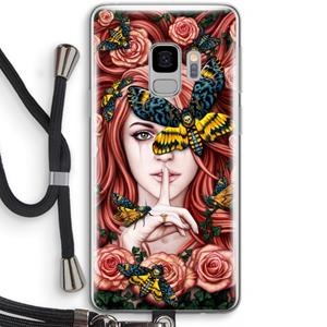 CaseCompany Lady Moth: Samsung Galaxy S9 Transparant Hoesje met koord