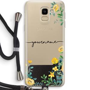CaseCompany Gele bloemen: Samsung Galaxy J6 (2018) Transparant Hoesje met koord