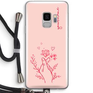 CaseCompany Giving Flowers: Samsung Galaxy S9 Transparant Hoesje met koord