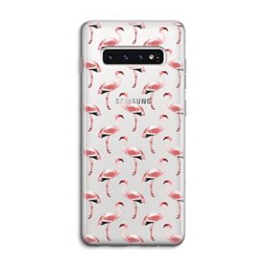CaseCompany Flamingoprint groen: Samsung Galaxy S10 4G Transparant Hoesje