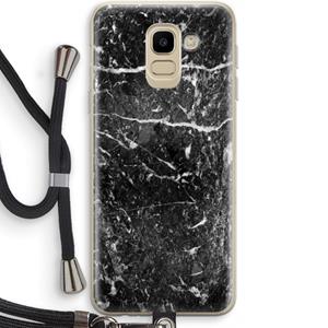 CaseCompany Zwart marmer: Samsung Galaxy J6 (2018) Transparant Hoesje met koord