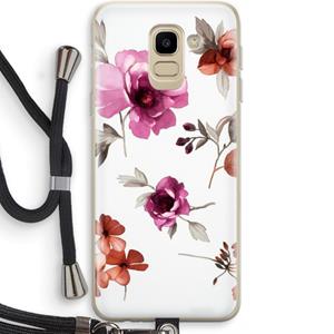 CaseCompany Geschilderde bloemen: Samsung Galaxy J6 (2018) Transparant Hoesje met koord