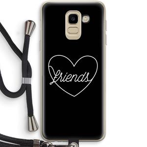 CaseCompany Friends heart black: Samsung Galaxy J6 (2018) Transparant Hoesje met koord