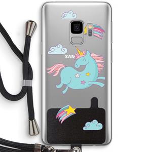 CaseCompany Vliegende eenhoorn: Samsung Galaxy S9 Transparant Hoesje met koord