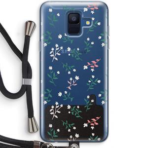 CaseCompany Small white flowers: Samsung Galaxy A6 (2018) Transparant Hoesje met koord