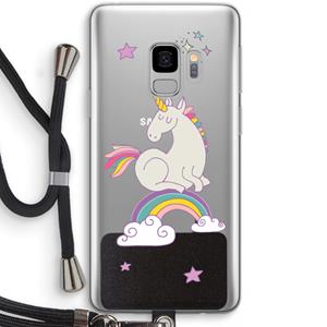 CaseCompany Regenboog eenhoorn: Samsung Galaxy S9 Transparant Hoesje met koord