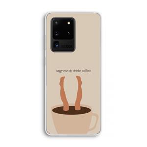 CaseCompany Aggressively drinks coffee: Samsung Galaxy S20 Ultra Transparant Hoesje