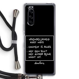 CaseCompany Mijn Motto's: Sony Xperia 5 Transparant Hoesje met koord