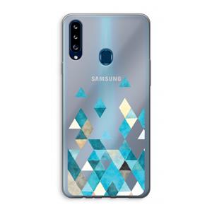 CaseCompany Gekleurde driehoekjes blauw: Samsung Galaxy A20s Transparant Hoesje