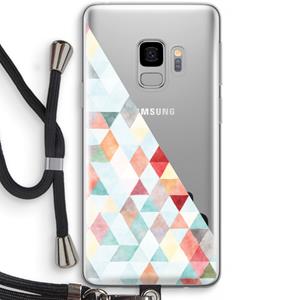 CaseCompany Gekleurde driehoekjes pastel: Samsung Galaxy S9 Transparant Hoesje met koord
