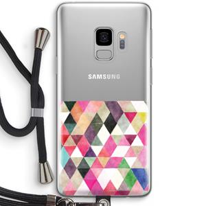 CaseCompany Gekleurde driehoekjes: Samsung Galaxy S9 Transparant Hoesje met koord