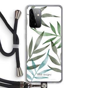 CaseCompany Tropical watercolor leaves: Samsung Galaxy A72 5G Transparant Hoesje met koord