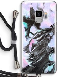 CaseCompany Pastel zwart: Samsung Galaxy S9 Transparant Hoesje met koord