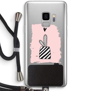 CaseCompany Zwart-wit cactus: Samsung Galaxy S9 Transparant Hoesje met koord