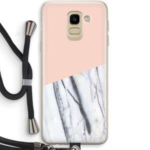 CaseCompany A touch of peach: Samsung Galaxy J6 (2018) Transparant Hoesje met koord
