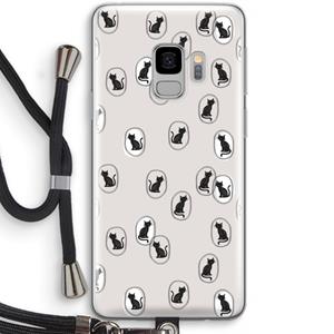 CaseCompany Miauw: Samsung Galaxy S9 Transparant Hoesje met koord