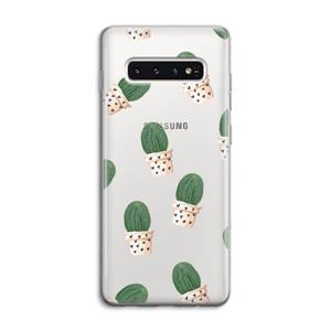 CaseCompany Cactusprint roze: Samsung Galaxy S10 4G Transparant Hoesje