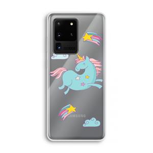 CaseCompany Vliegende eenhoorn: Samsung Galaxy S20 Ultra Transparant Hoesje
