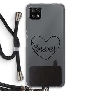 CaseCompany Forever heart black: Samsung Galaxy A22 5G Transparant Hoesje met koord