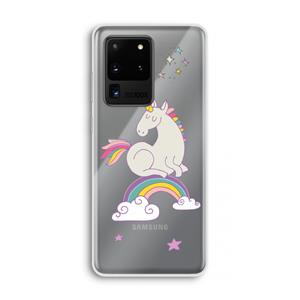 CaseCompany Regenboog eenhoorn: Samsung Galaxy S20 Ultra Transparant Hoesje