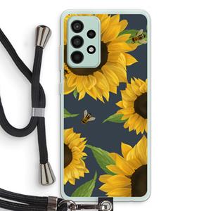 CaseCompany Sunflower and bees: Samsung Galaxy A52s 5G Transparant Hoesje met koord