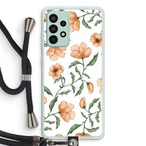 CaseCompany Peachy flowers: Samsung Galaxy A52s 5G Transparant Hoesje met koord