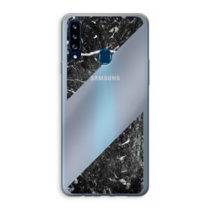 CaseCompany Zwart marmer: Samsung Galaxy A20s Transparant Hoesje