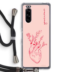 CaseCompany Blooming Heart: Sony Xperia 5 Transparant Hoesje met koord