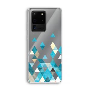 CaseCompany Gekleurde driehoekjes blauw: Samsung Galaxy S20 Ultra Transparant Hoesje