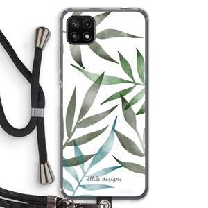 CaseCompany Tropical watercolor leaves: Samsung Galaxy A22 5G Transparant Hoesje met koord