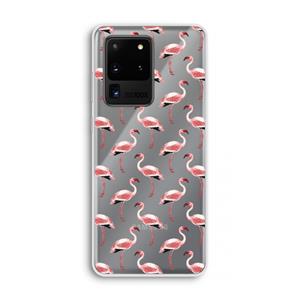 CaseCompany Flamingoprint groen: Samsung Galaxy S20 Ultra Transparant Hoesje