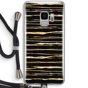 CaseCompany Gouden strepen: Samsung Galaxy S9 Transparant Hoesje met koord