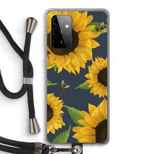 CaseCompany Sunflower and bees: Samsung Galaxy A72 5G Transparant Hoesje met koord
