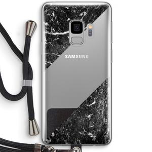 CaseCompany Zwart marmer: Samsung Galaxy S9 Transparant Hoesje met koord