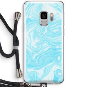 CaseCompany Waterverf blauw: Samsung Galaxy S9 Transparant Hoesje met koord