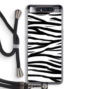 CaseCompany Zebra pattern: Samsung Galaxy A80 Transparant Hoesje met koord