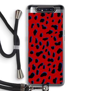 CaseCompany Red Leopard: Samsung Galaxy A80 Transparant Hoesje met koord