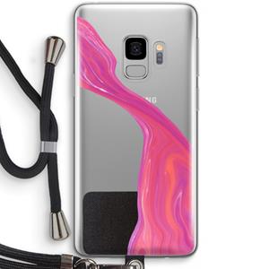 CaseCompany Paarse stroom: Samsung Galaxy S9 Transparant Hoesje met koord