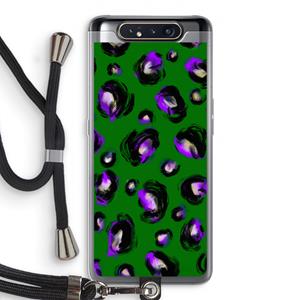 CaseCompany Green Cheetah: Samsung Galaxy A80 Transparant Hoesje met koord