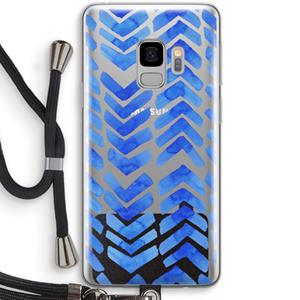 CaseCompany Blauwe pijlen: Samsung Galaxy S9 Transparant Hoesje met koord