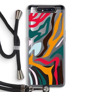 CaseCompany Colored Zebra: Samsung Galaxy A80 Transparant Hoesje met koord
