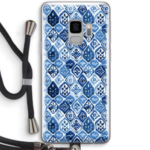 CaseCompany Blauw motief: Samsung Galaxy S9 Transparant Hoesje met koord